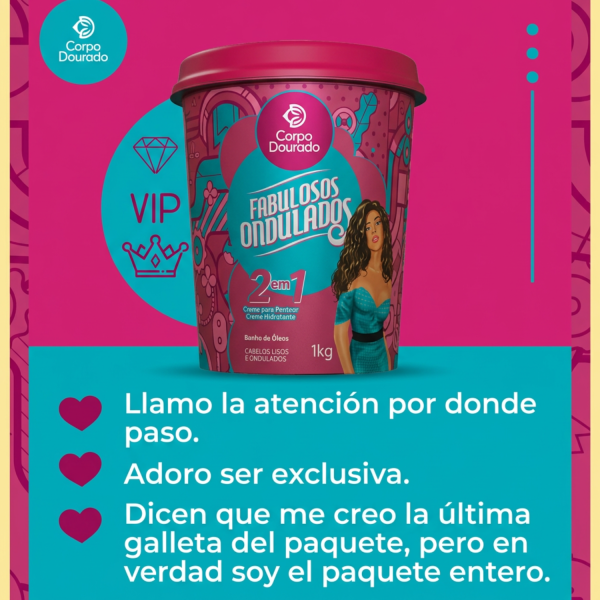 Mascarilla Capilar y Crema de peinar Fabulosos Ondulados 1k de Corpo Dourado - Imagen 4