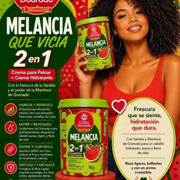Mascarilla Capilar y Crema de peinar Sandia 1k de Corpo Dourado - Imagen 5