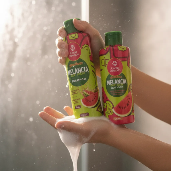Kit Shampoo 300 ml & Acondicionador 250 ml Melancia (Sandia) de Corpo Dourado - Imagen 3