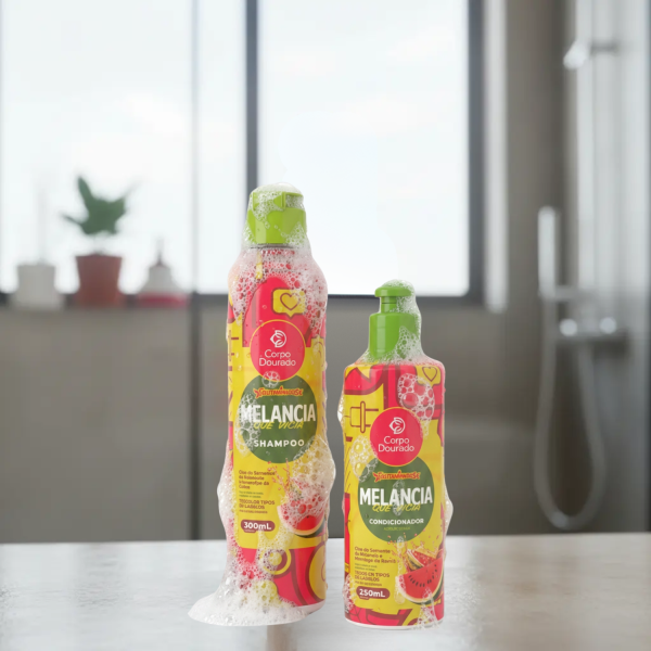 Kit Shampoo 300 ml & Acondicionador 250 ml Melancia (Sandia) de Corpo Dourado - Imagen 4
