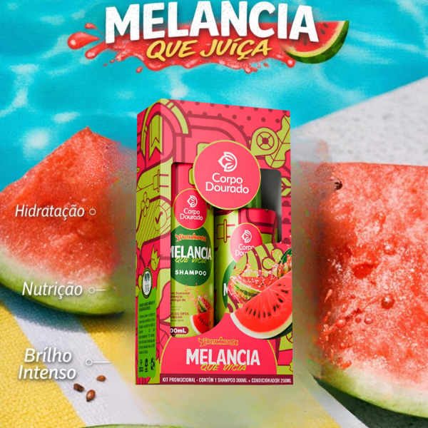 Kit Shampoo 300 ml & Acondicionador 250 ml Melancia (Sandia) de Corpo Dourado - Imagen 5
