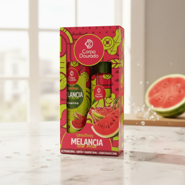 Kit Shampoo 300 ml & Acondicionador 250 ml Melancia (Sandia) de Corpo Dourado - Imagen 6