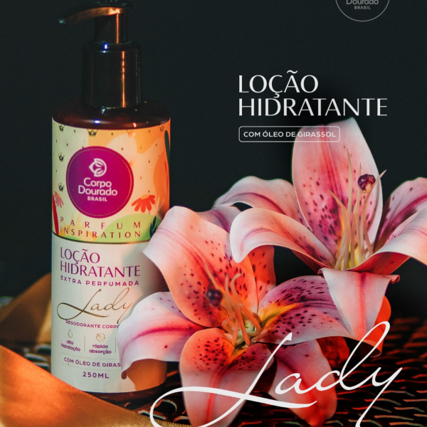 Crema Hidratante Extra Perfumada Lady 250 ml Corpo Dourado - Imagen 4