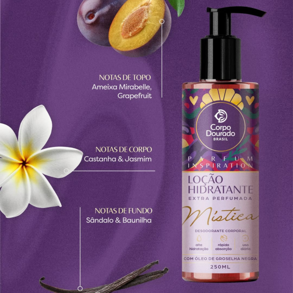 Crema Corporal Hidratante Mistica  250 ml Corpo Dourado - Imagen 4