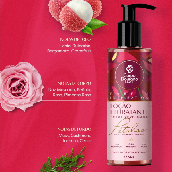 Crema Corporal Hidratante Petalos  250 ml Corpo Dourado - Imagen 2