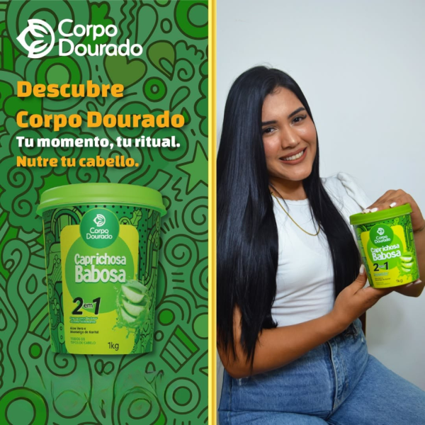 Mascarilla Capilar y Crema de peinar Caprichosa Babosa 1k de Corpo Dourado - Imagen 7