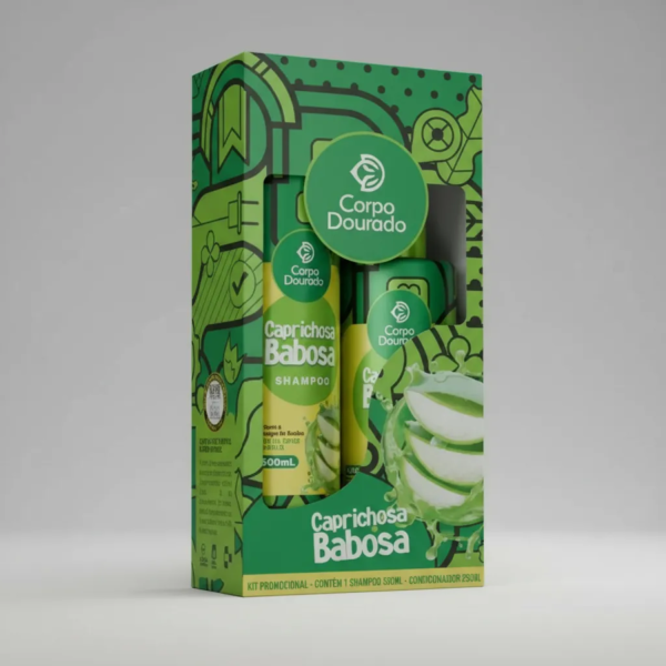 Kit Shampoo 300 ml & Acondicionador 250 ml Caprichosa Babosa de Corpo Dourado - Imagen 4