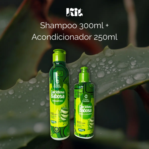 Kit Shampoo 300 ml & Acondicionador 250 ml Caprichosa Babosa de Corpo Dourado - Imagen 6
