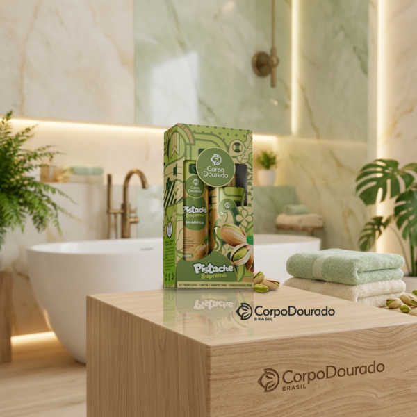 Kit Shampoo 300 ml & Acondicionador 250 ml Pistache (Pistacho) Supremo de Corpo Dourado - Imagen 2