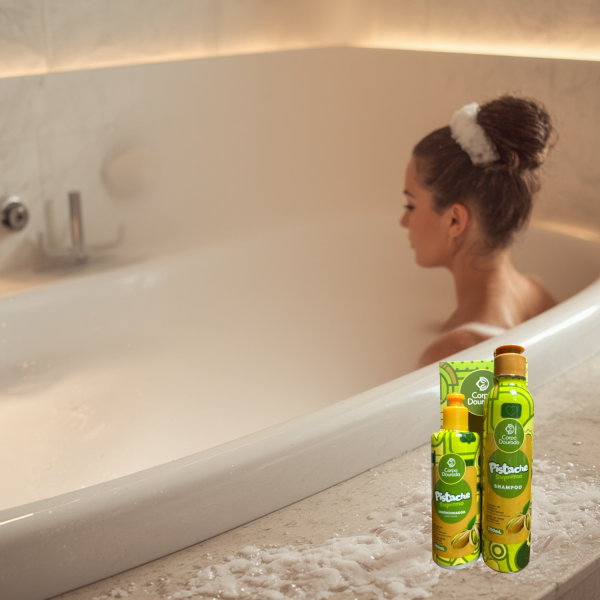 Kit Shampoo 300 ml & Acondicionador 250 ml Pistache (Pistacho) Supremo de Corpo Dourado - Imagen 3