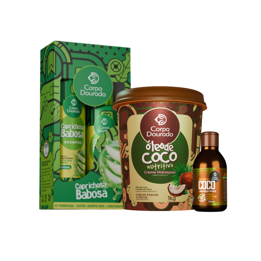 tonos (24) Box Nutrición Tropical | Corpo Dourado Coco + Babosa + Óleo Capilar - Imagen 1