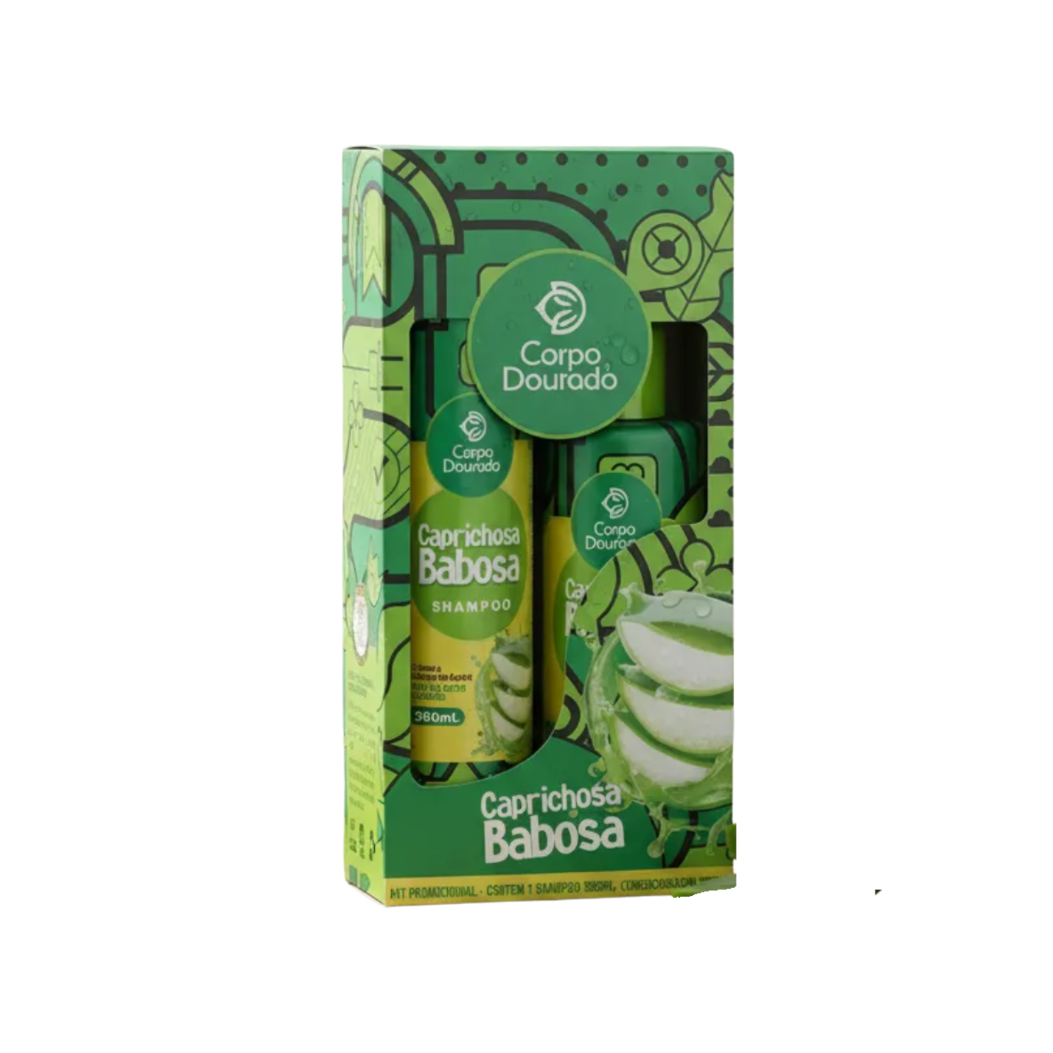 7898610079843_KIT-BABOSA3 Kit Shampoo 300 ml & Acondicionador 250 ml Caprichosa Babosa de Corpo Dourado