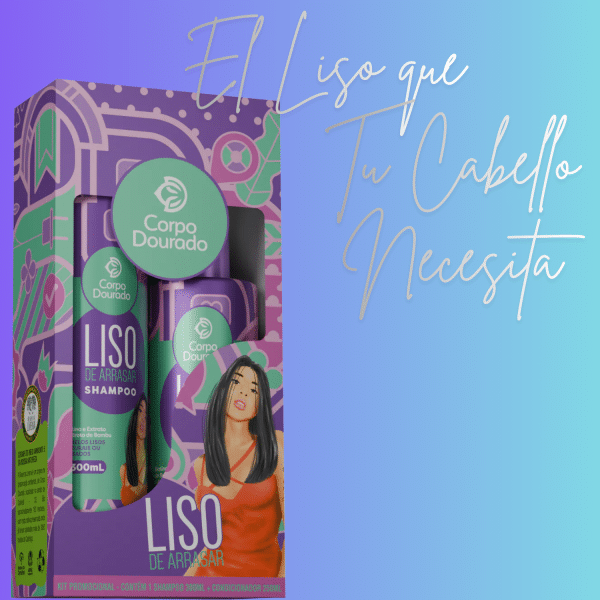 Kit Shampoo 300 ml & Acondicionador 250 ml Liso de Arrasar de Corpo Dourado - shampoo para control de frizz foto 4 en Maquilladas.cl