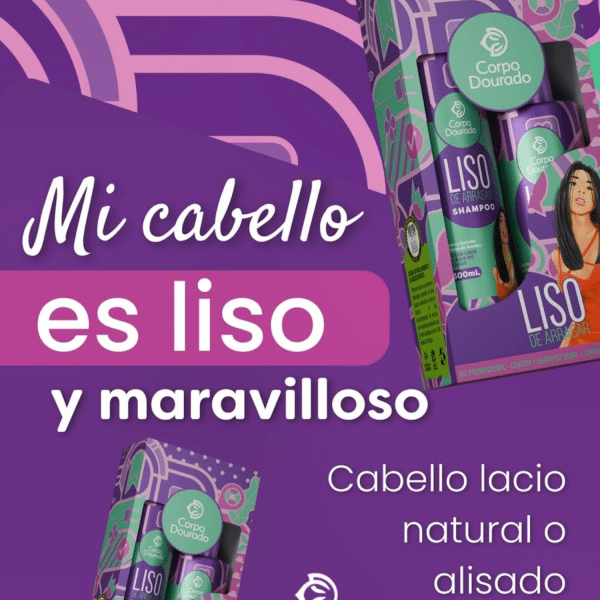Kit Shampoo 300 ml & Acondicionador 250 ml Liso de Arrasar de Corpo Dourado - shampoo para control de frizz foto 5 en Maquilladas.cl